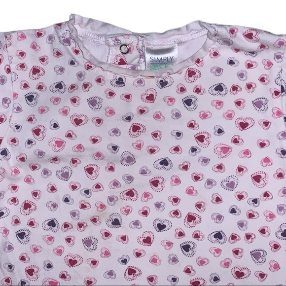 5/$25 Simply Basic Heart Motif Snap Button Bodysuit Onesie Baby 9-12 Month - Picture 4 of 5